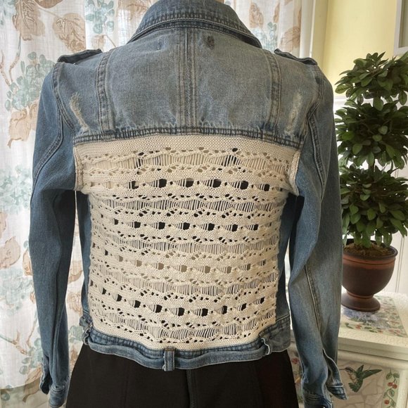 Vintage Havana Jackets & Blazers - Vintage Havana Small Jean Jacket with Macramé Back
